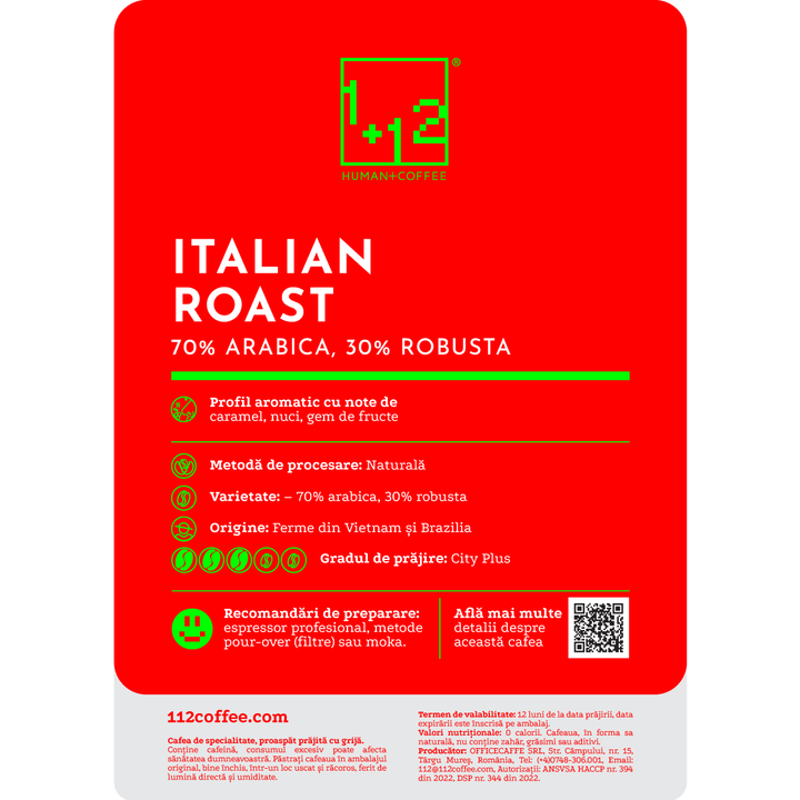 Italian Roast arabica/robusta Cafea de Specialitate